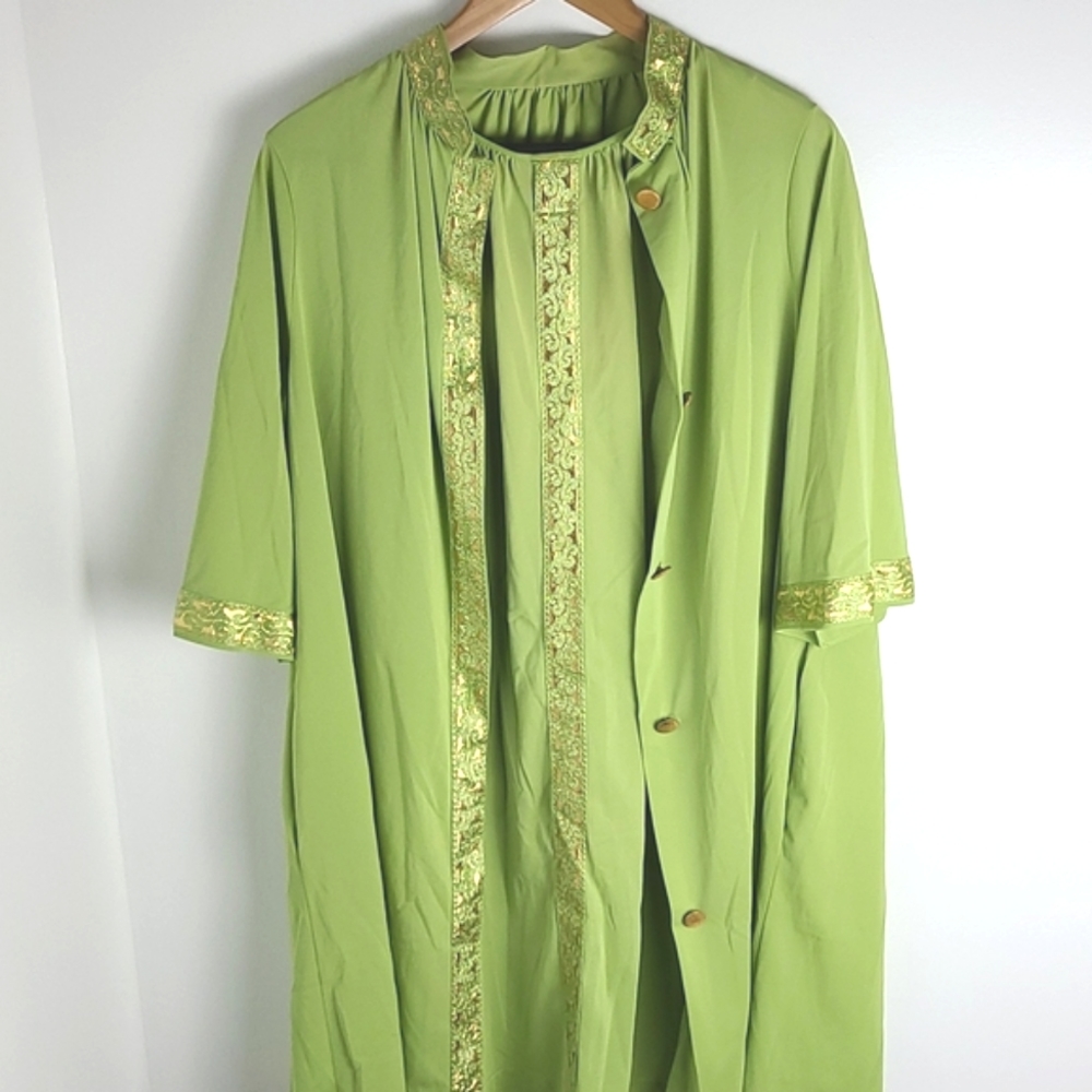 Vintage Green & Gold Peignoir Set